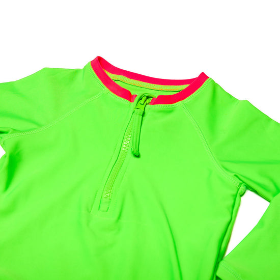 Neon Belly Rash Guard Kids Long Sleeve Neon Rash Guard - Green and Pink – BrightFins Swimwear